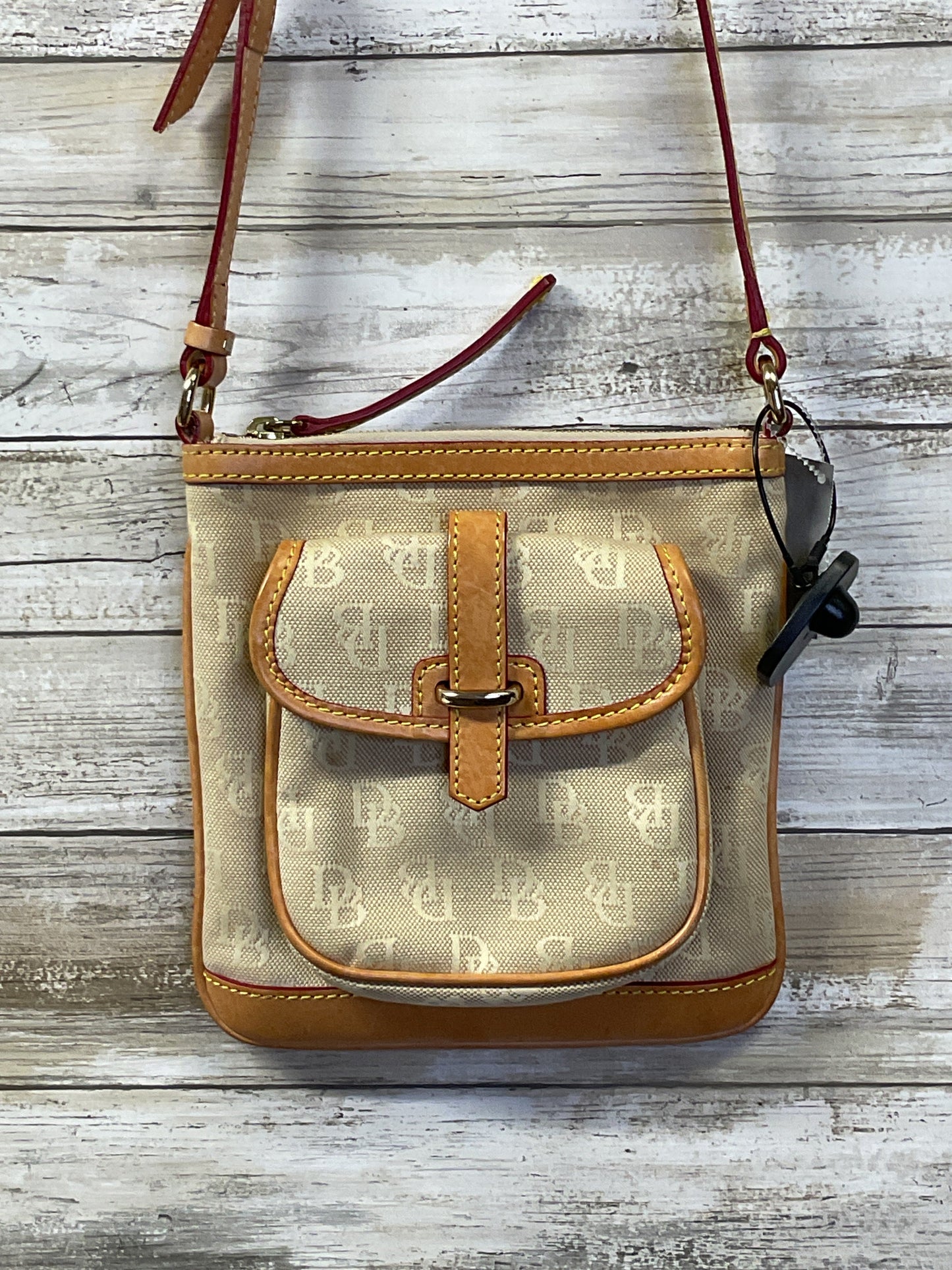 Crossbody Designer By Dooney And Bourke In Cream & Tan, Size:Small