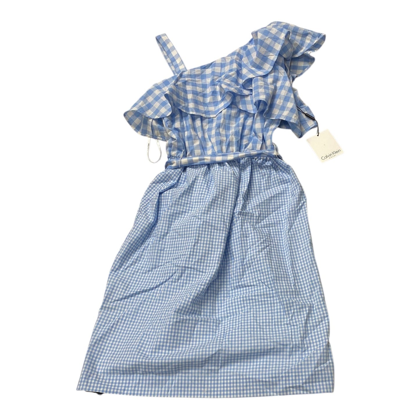 Dress Casual Midi By Calvin Klein In Blue & White, Size:S