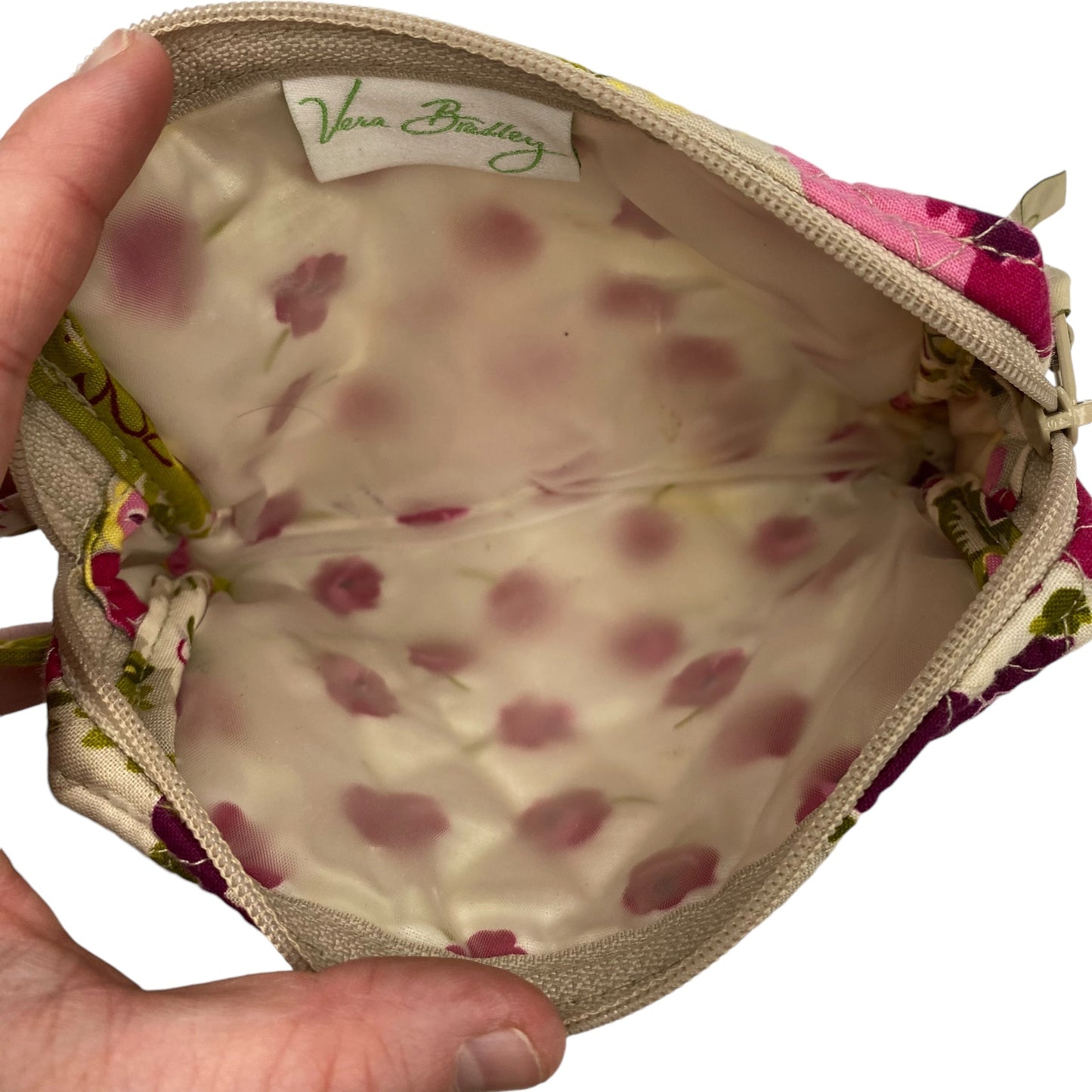 Makeup Bag By Vera Bradley In Pink & Tan, Size:Small