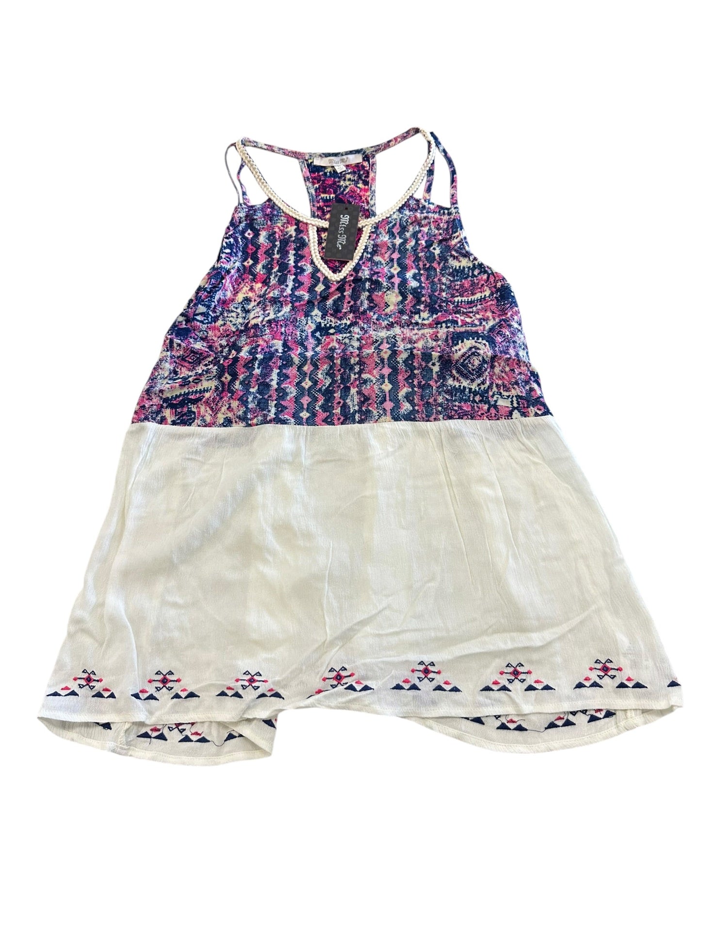 Top Sleeveless By Miss Me In Purple & White, Size:Xl