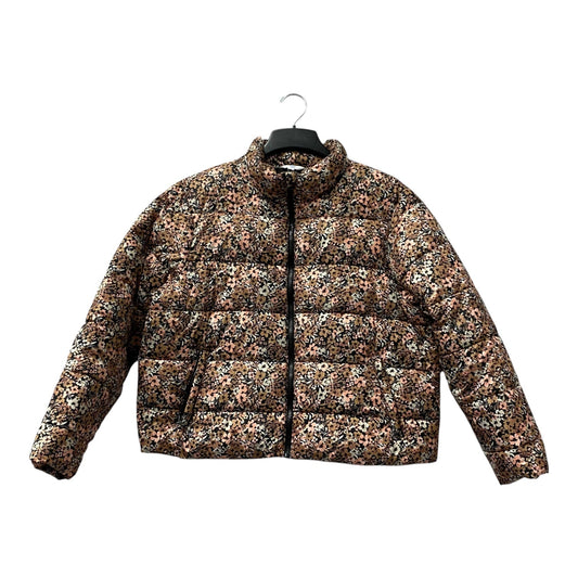 Jacket Puffer & Quilted By Time And Tru In Orange & Tan, Size:Xl