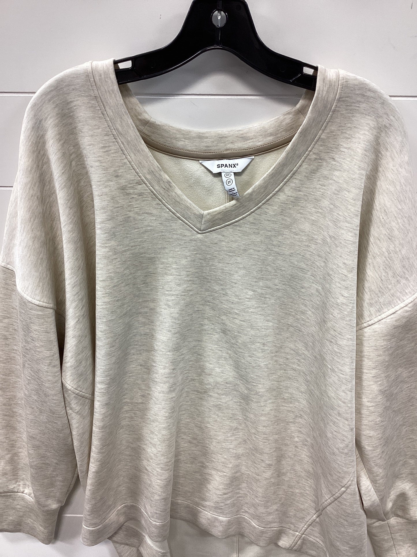 Athletic Top Ls Crewneck By Spanx In Cream, Size:2X