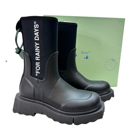 REDUCED/Final Sale: Sponge rubber rain Boot Luxury Designer By Off-white In Black
