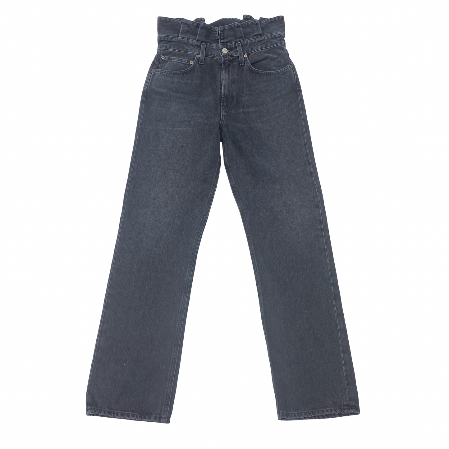 Jeans Straight By Agolde In Black Denim, Size:2