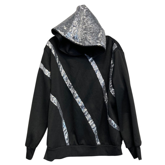 Sweatshirt Hoodie By Shein In Black & Silver, Size:Xl