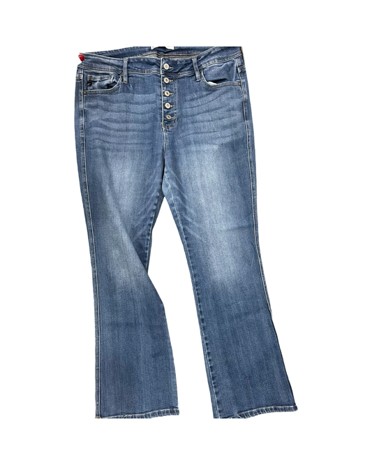 Jeans Boot Cut By Kancan In Blue Denim, Size:18