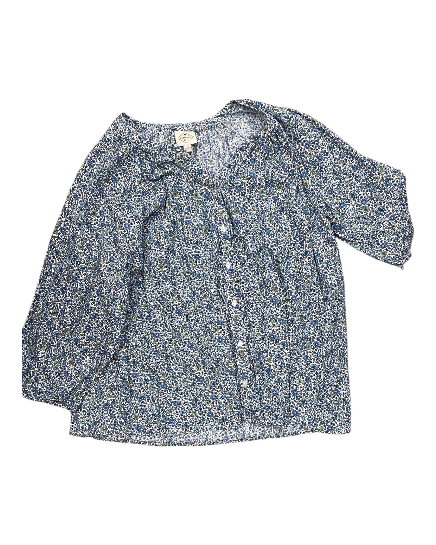 Blouse 3/4 Sleeve By St Johns Bay In Blue, Size:2X
