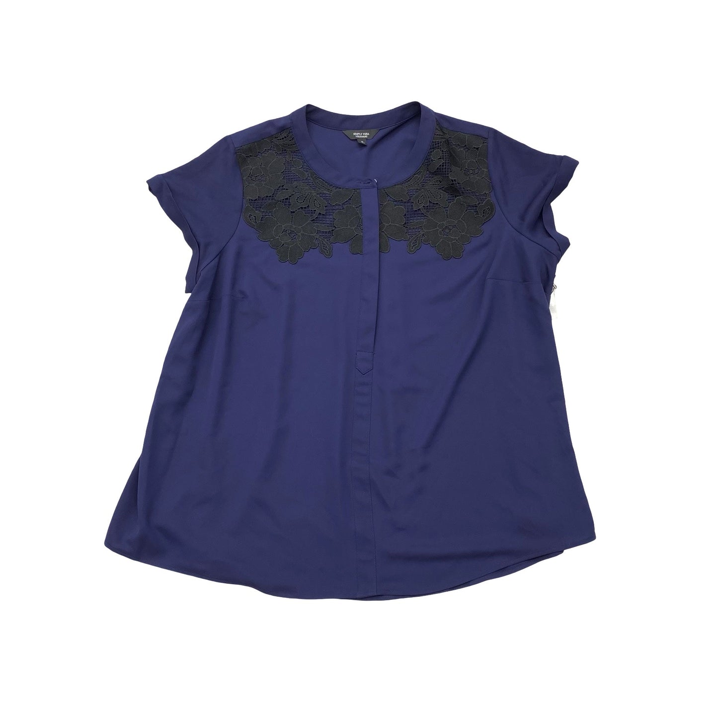Top Ss By Simply Vera In Black & Blue, Size:1X