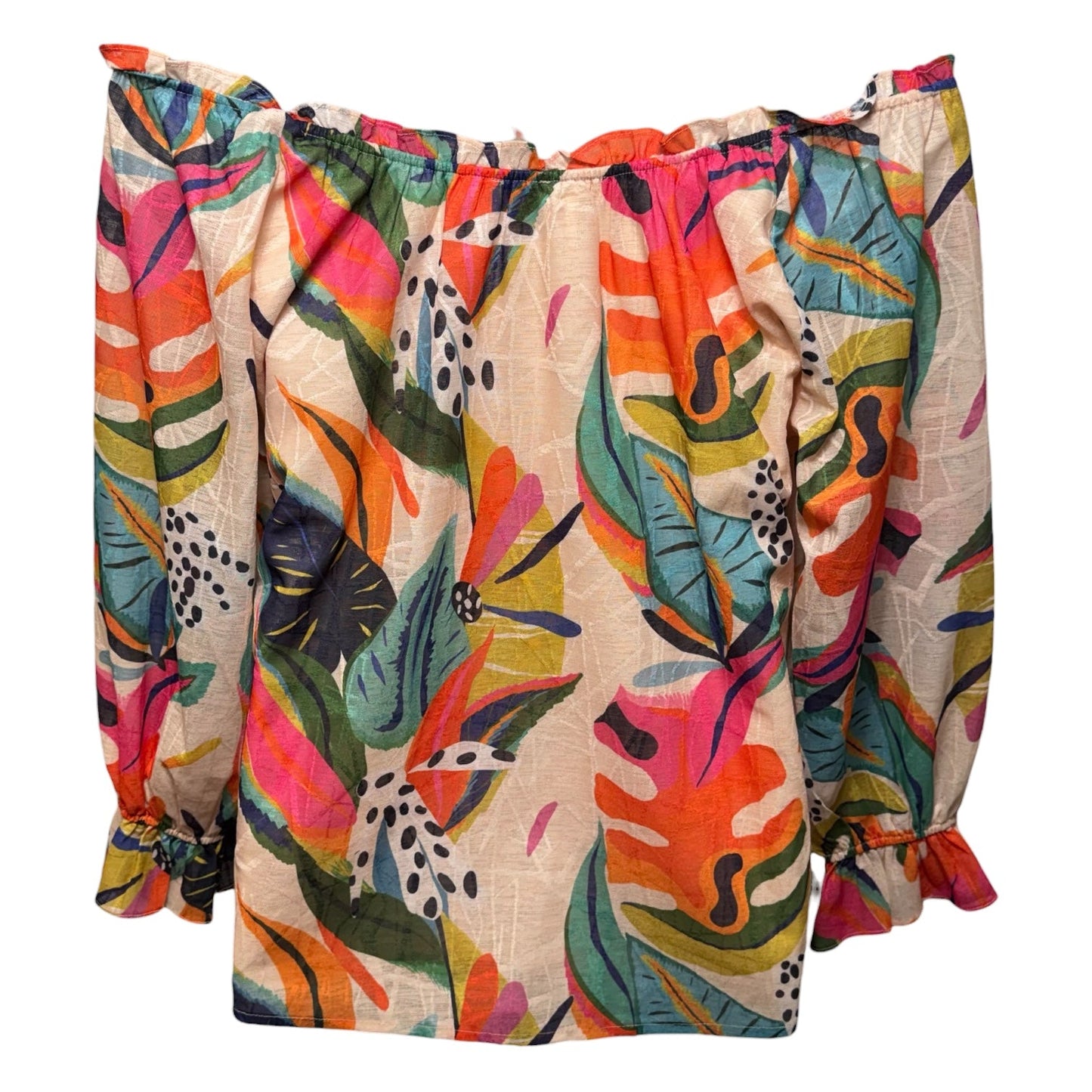 Top Long Sleeve By Ott In Tropical Print, Size: S