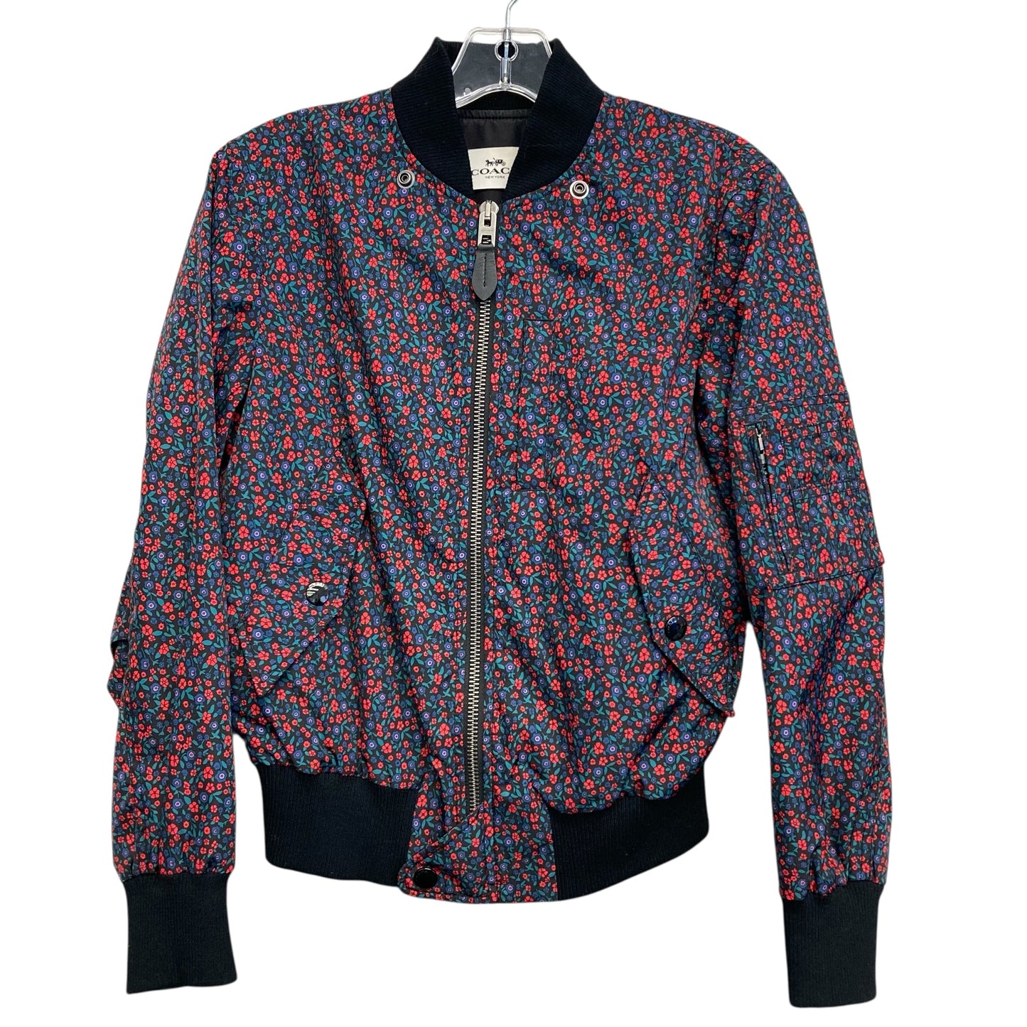 Jacket Designer By Coach In Floral Print, Size:Xs