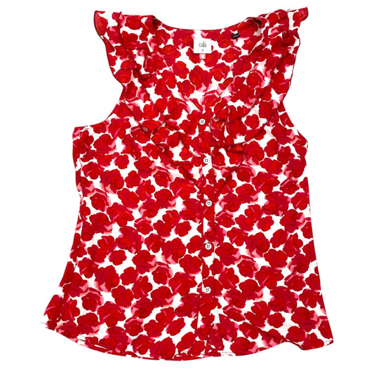Top Sleeveless By Cabi In Red & White, Size:Xs