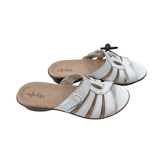 Sandals Flats By Clarks In White, Size:8
