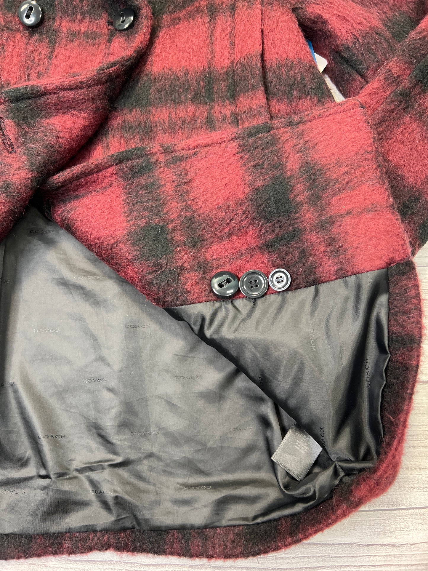 New! Coach Plaid Peacoat Designer   Size: S