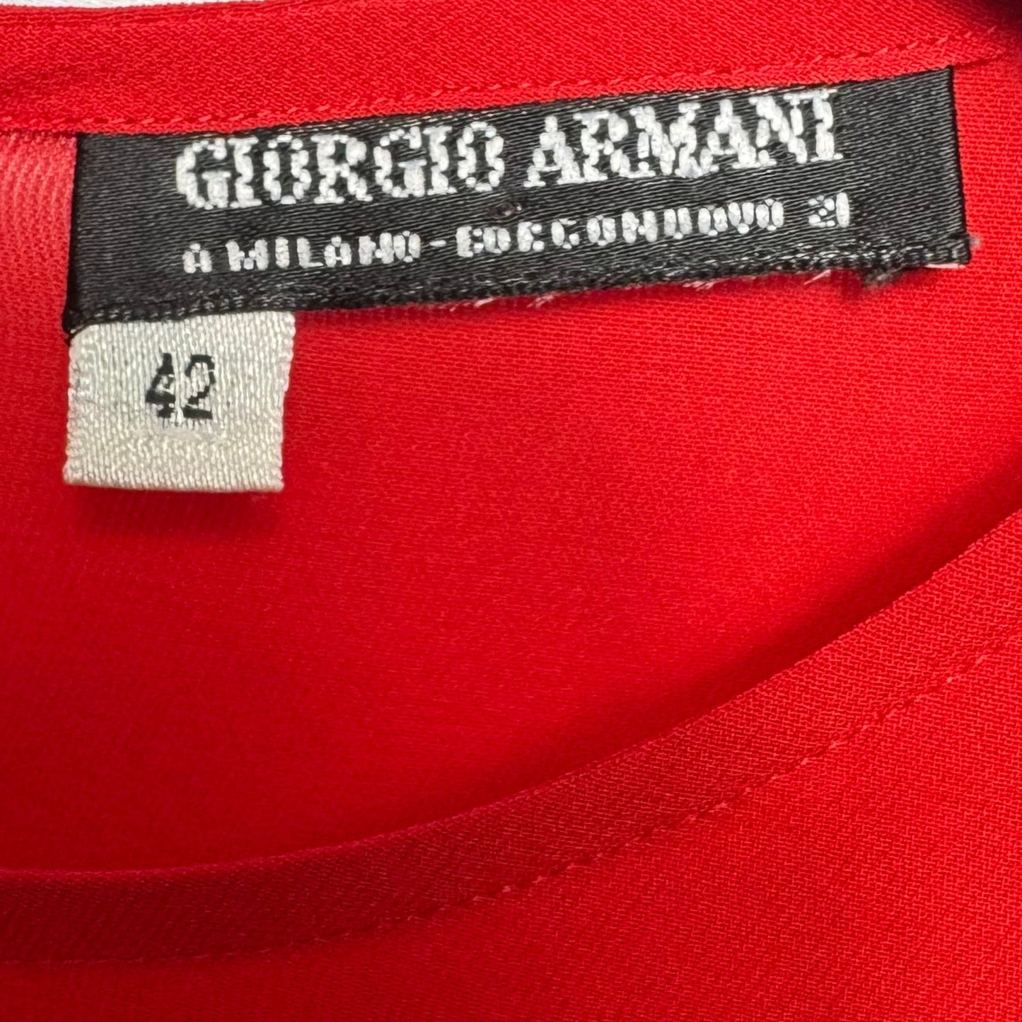 Blouse Luxury Designer By Giorgio Armani In Red, Size: M (42)