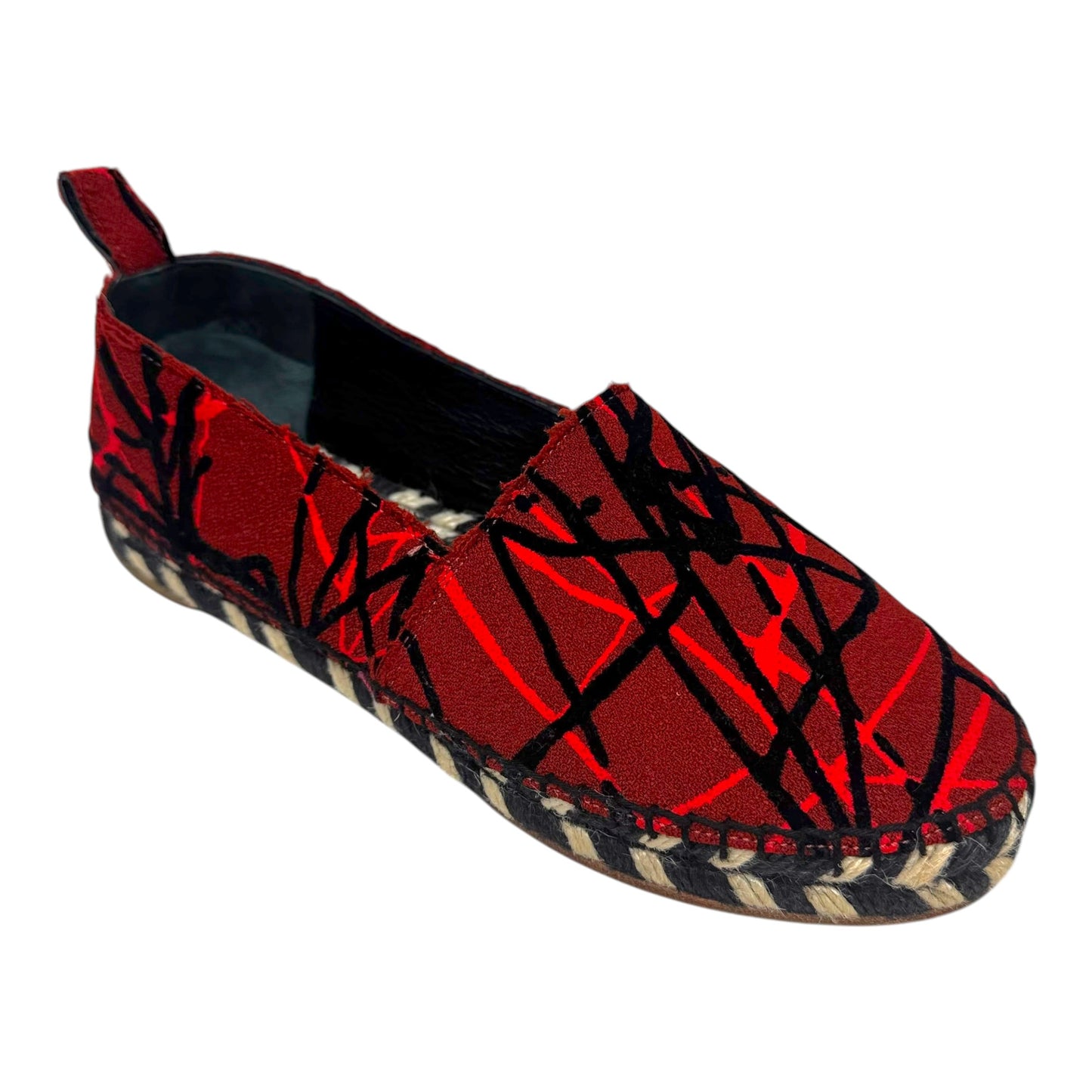 Abstract Espadrille Shoes Luxury Designer By Proenza-schouler In Black & Red, Size: 8 (38)