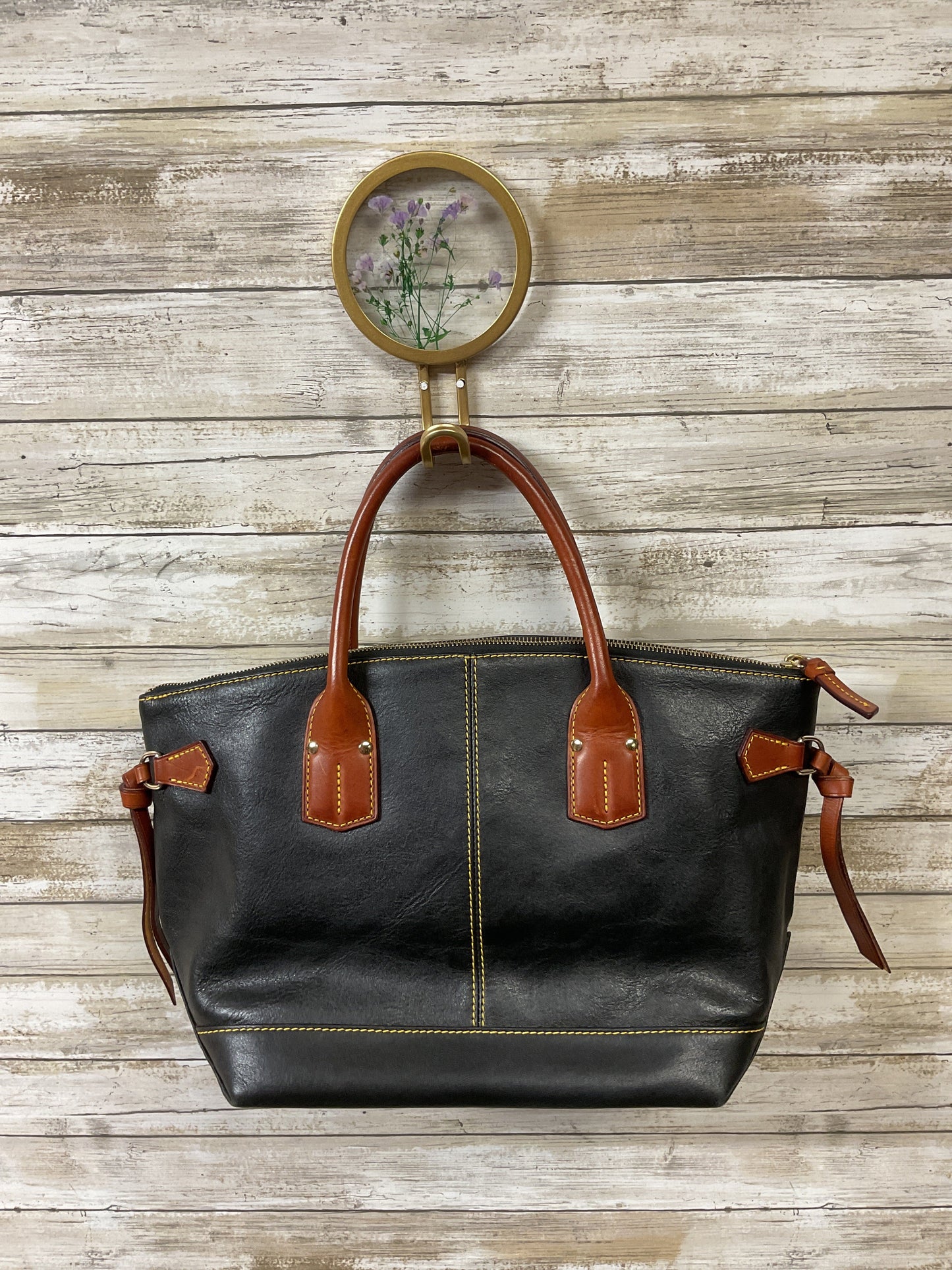 Handbag Designer By Dooney And Bourke In Black & Brown, Size:Medium