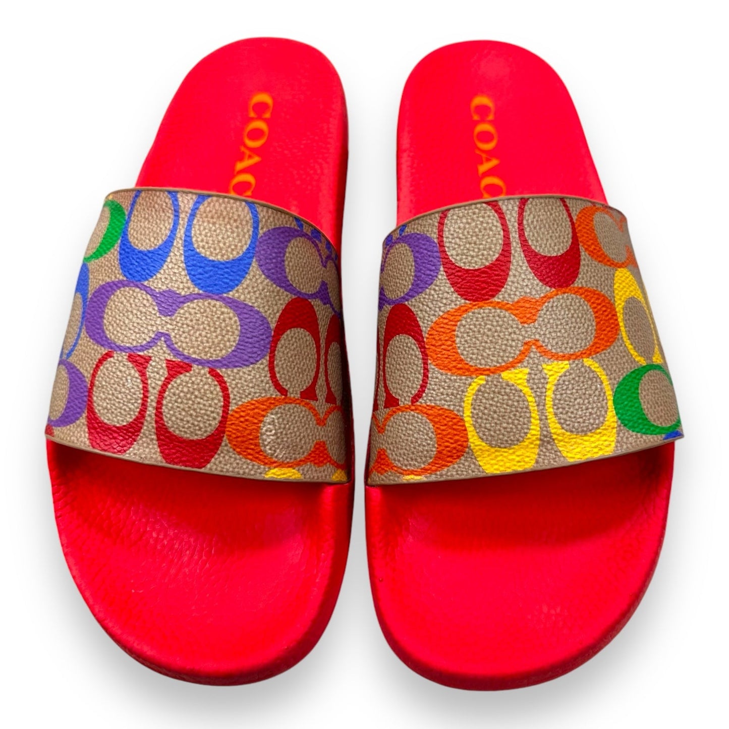 Sandals Flats By Coach In Rainbow Print, Size: 9