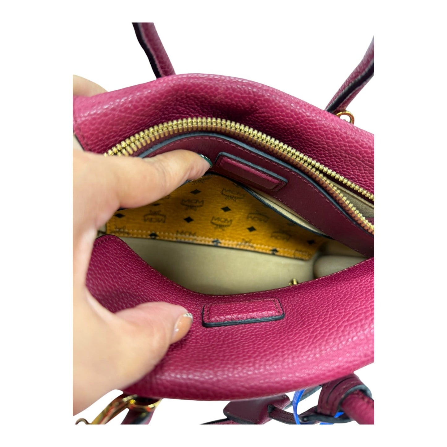 Handbag Luxury Designer By Mcm In Pink, Size:Small