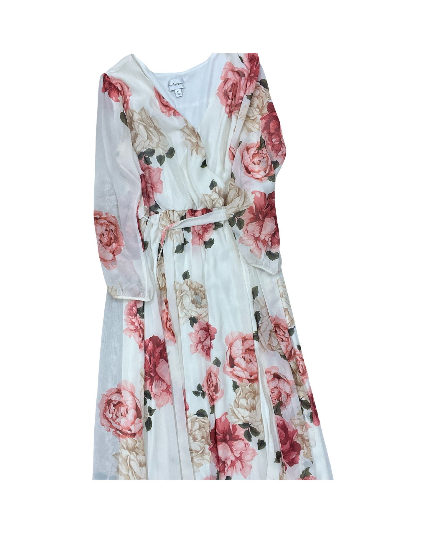Dress Party Long By Premier Amour In Cream & Pink, Size:10
