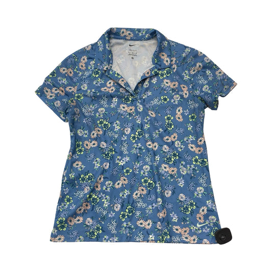 Athletic Top Ss By Nike In Floral Print, Size:M