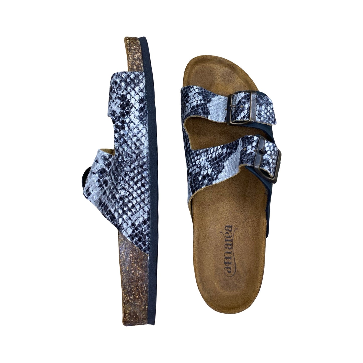 Sandals Flats By Amarea In Animal Print, Size:8