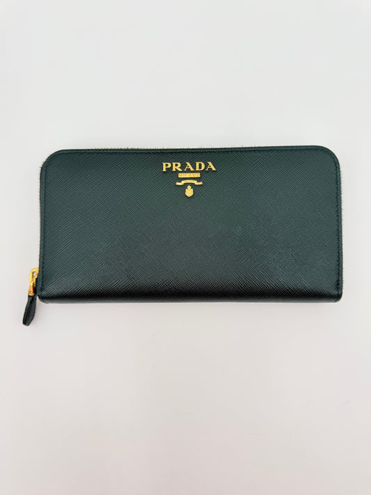 Wallet Luxury Designer By Prada In Black, Size:Medium