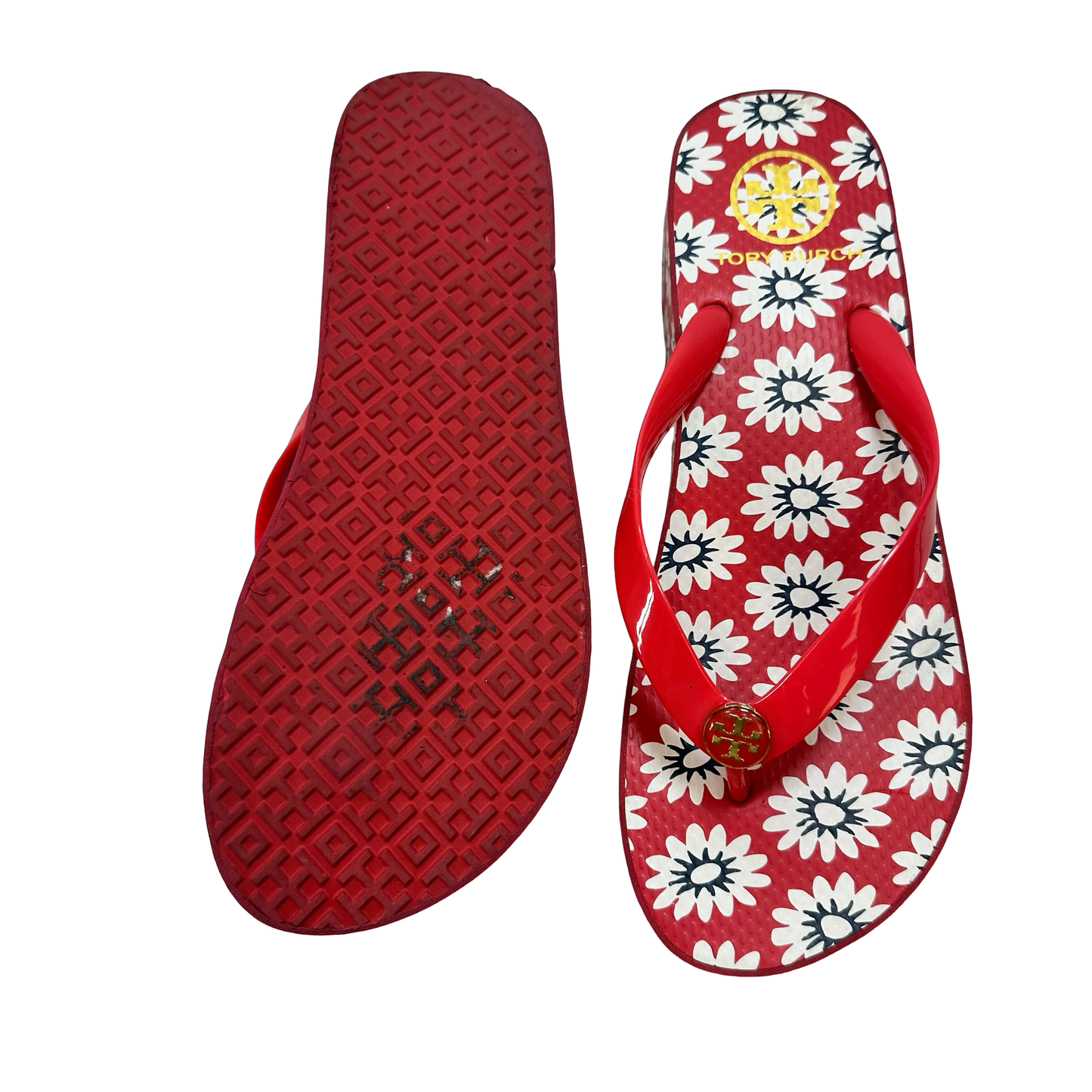 Wedge flip flops Sandals Designer By Tory Burch In Red, Size: 8.5