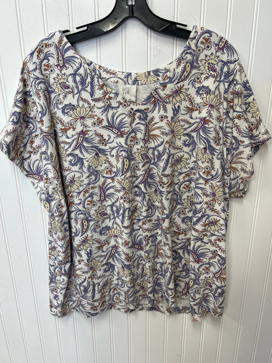 Top Ss By J. Jill In Cream & Purple, Size:2X