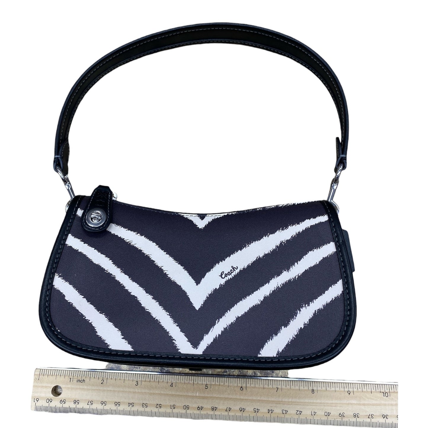 Handbag Designer By Coach In Striped Pattern, Size:Small