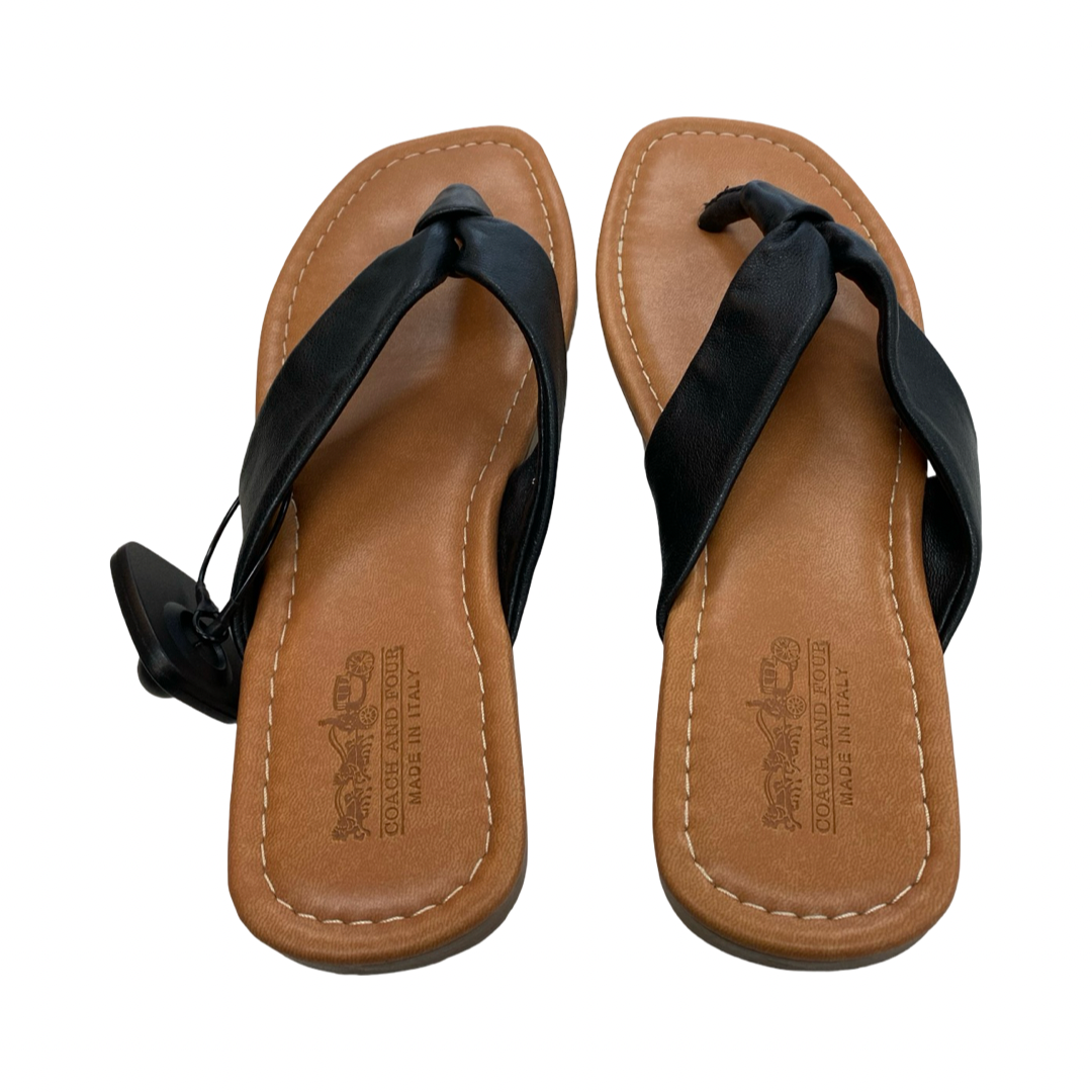 Sandals Flats By Coach And Four In Black & Brown, Size:8.5