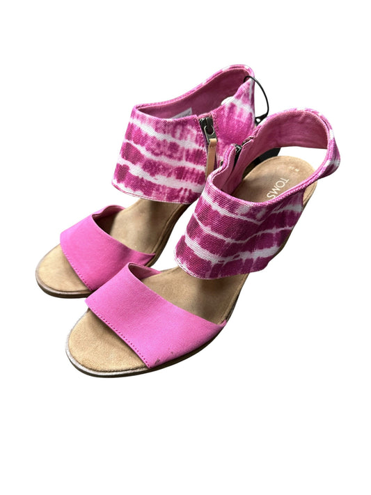 Sandals Heels Block By Toms In Brown & Pink, Size:10