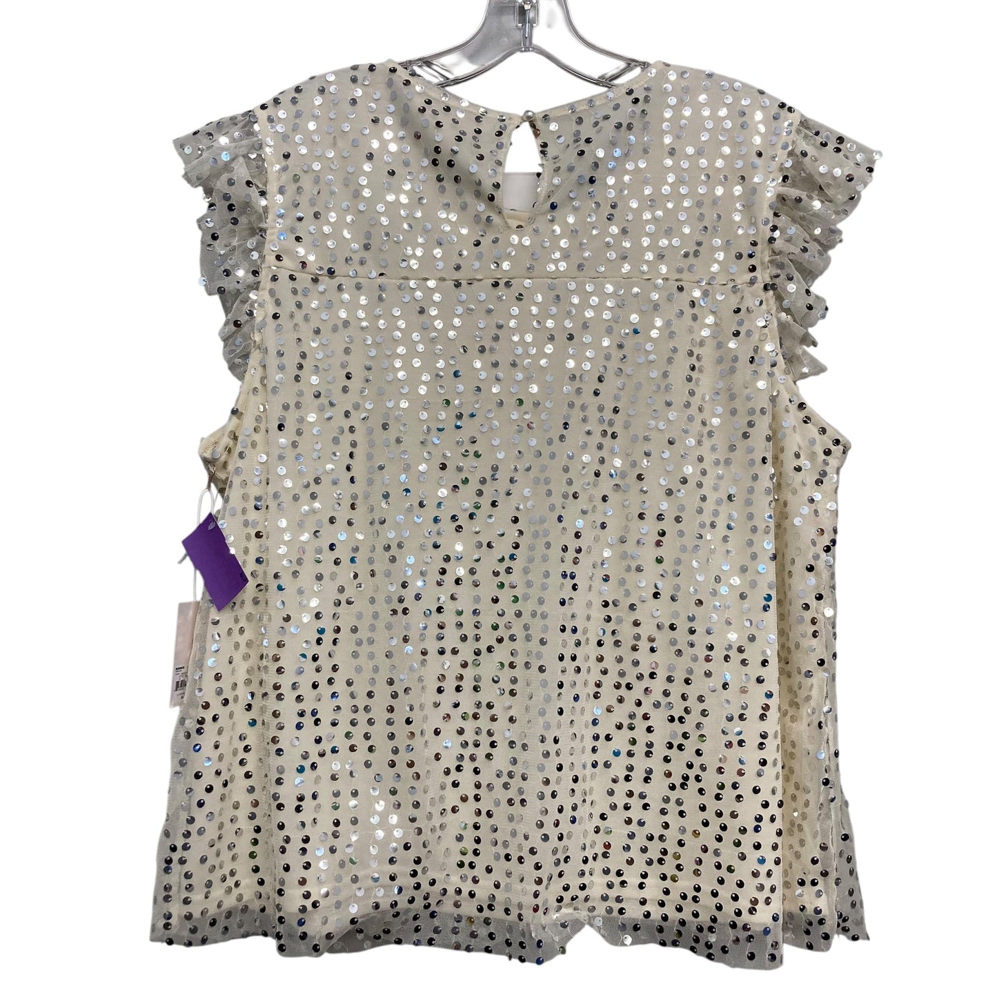 Top Sleeveless By Lc Lauren Conrad In Ivory Sequins, Size:Xl