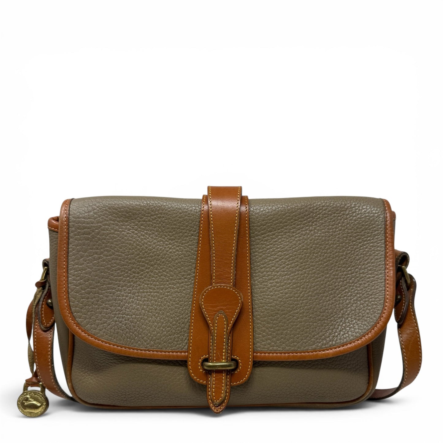 Vintage All-Weather Leather (AWL) Equestrian Crossbody Shoulder Bag Designer By Dooney And Bourke, Size: Medium