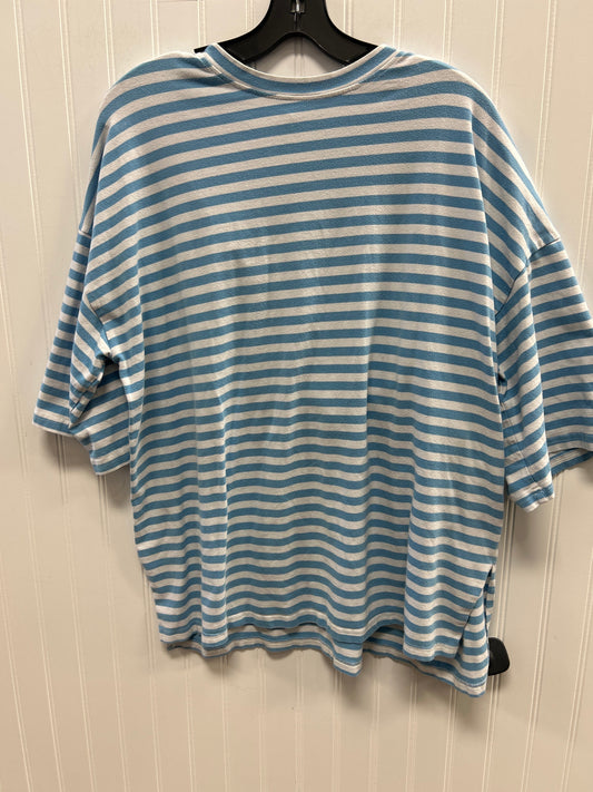 Top Ls By Cmc In Blue & White, Size:2X