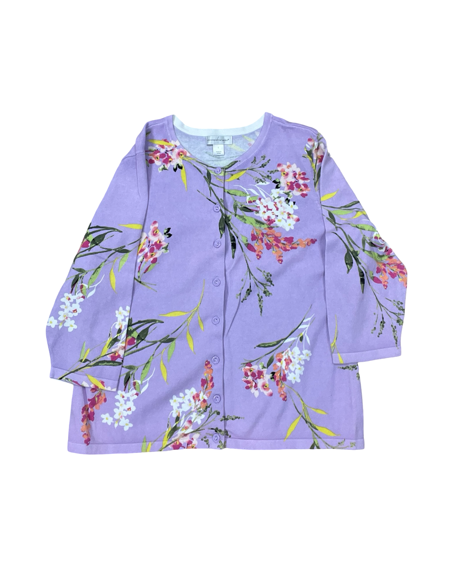 Cardigan By Christopher And Banks In Purple, Size:L