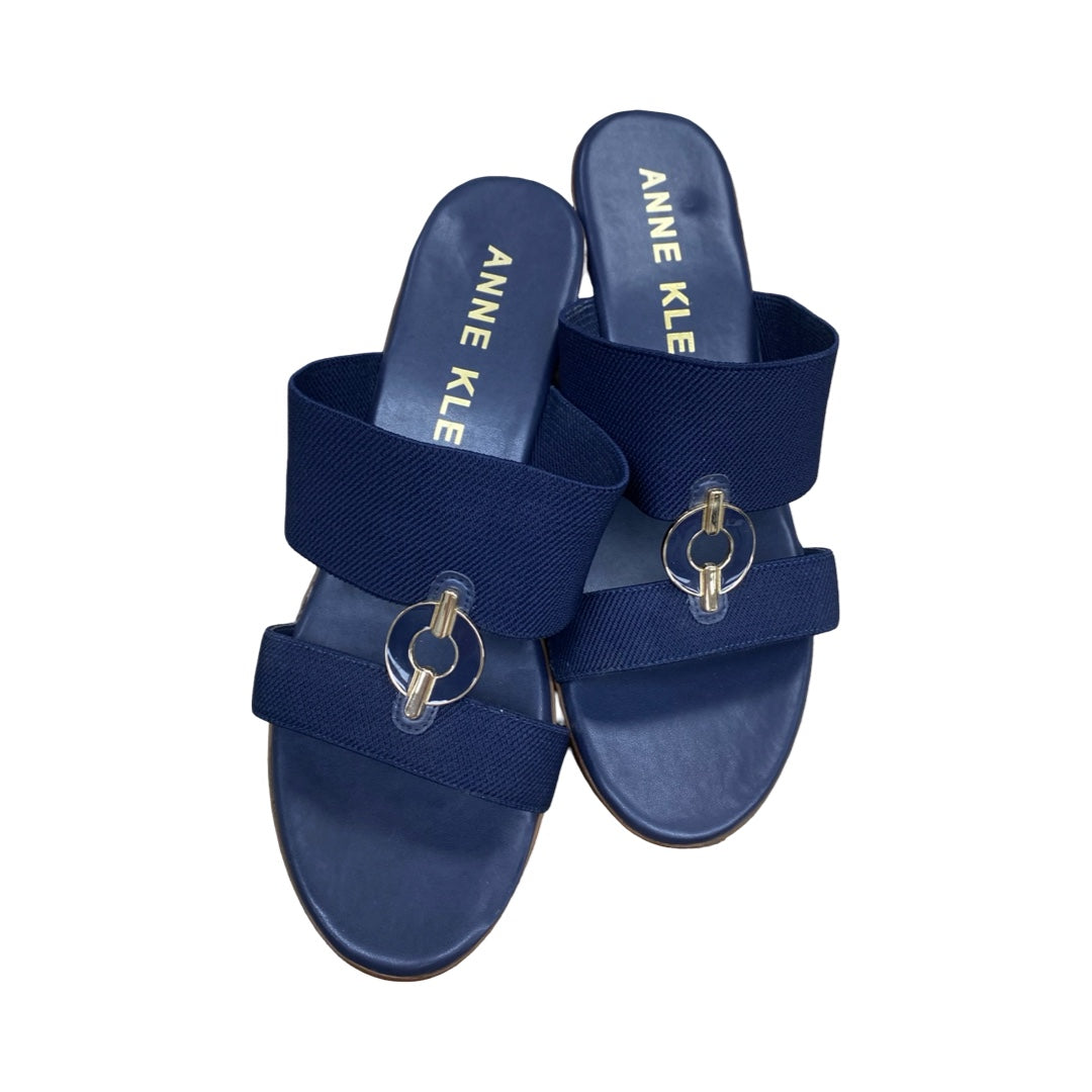 Sandals Heels Wedge By Anne Klein In Navy, Size:9