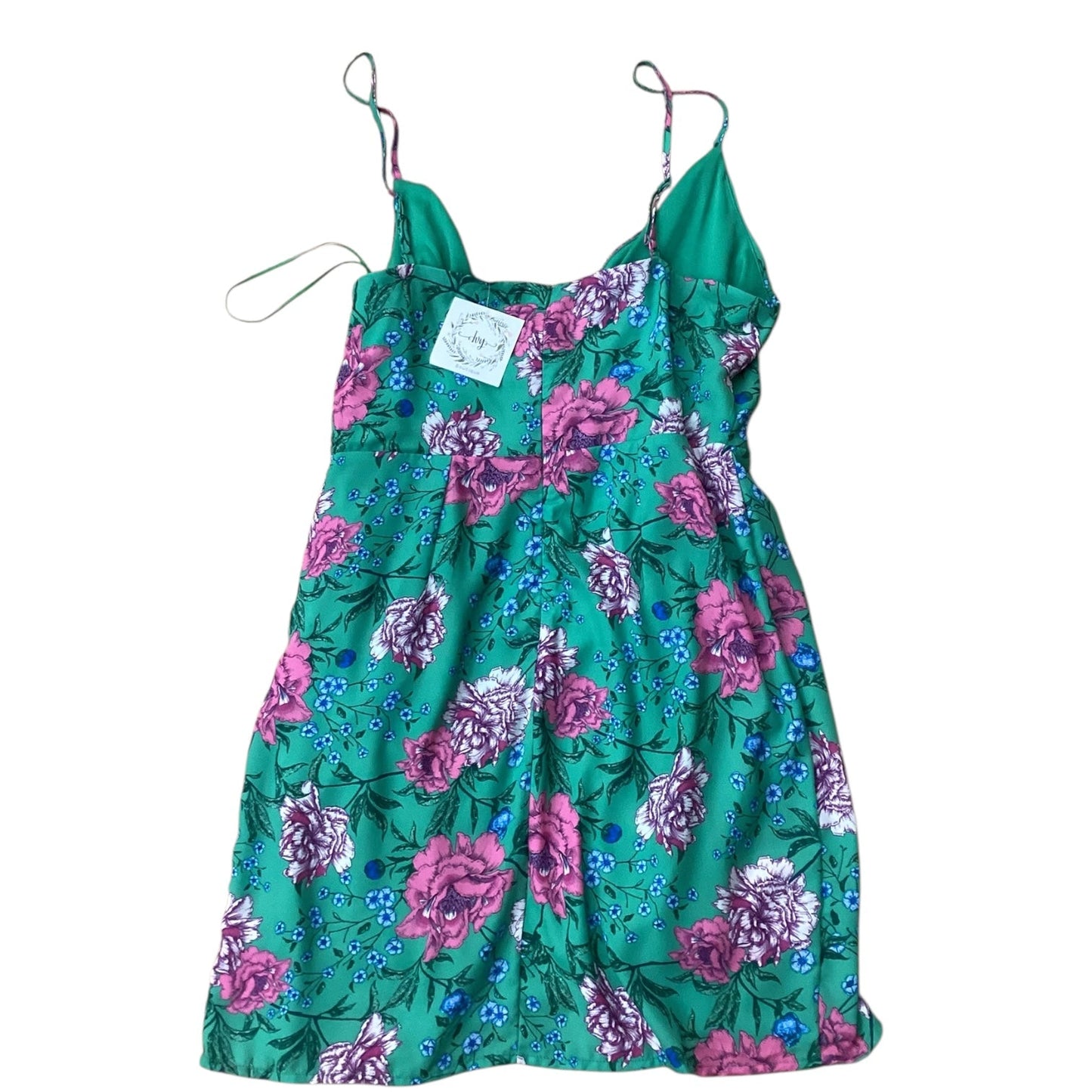 Dress Casual Short By Flying Tomato In Green & Pink, Size:L