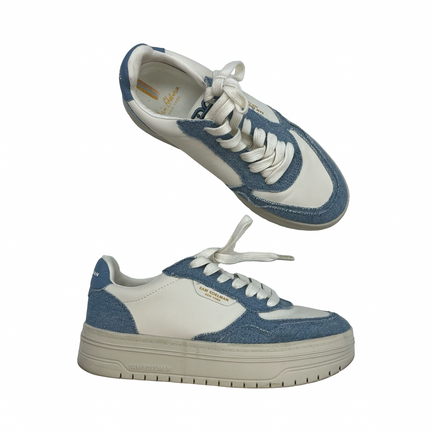 Shoes Sneakers Platform By Sam Edelman In Blue & Cream, Size:9