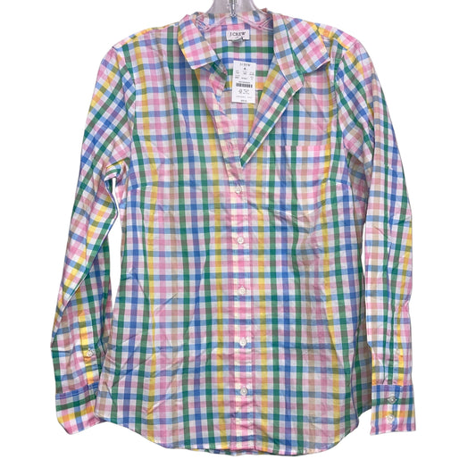 Blouse Ls By J. Crew In Checkered Pattern, Size:S