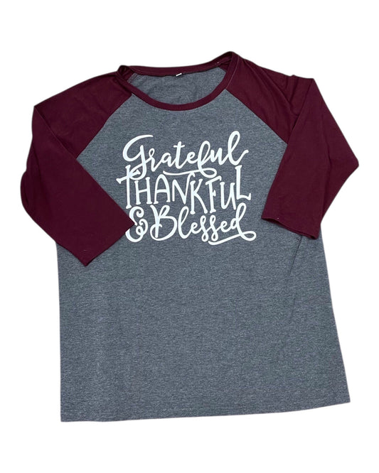 Top 3/4 Sleeve By Clothes Mentor In Grey & Red, Size:Xl