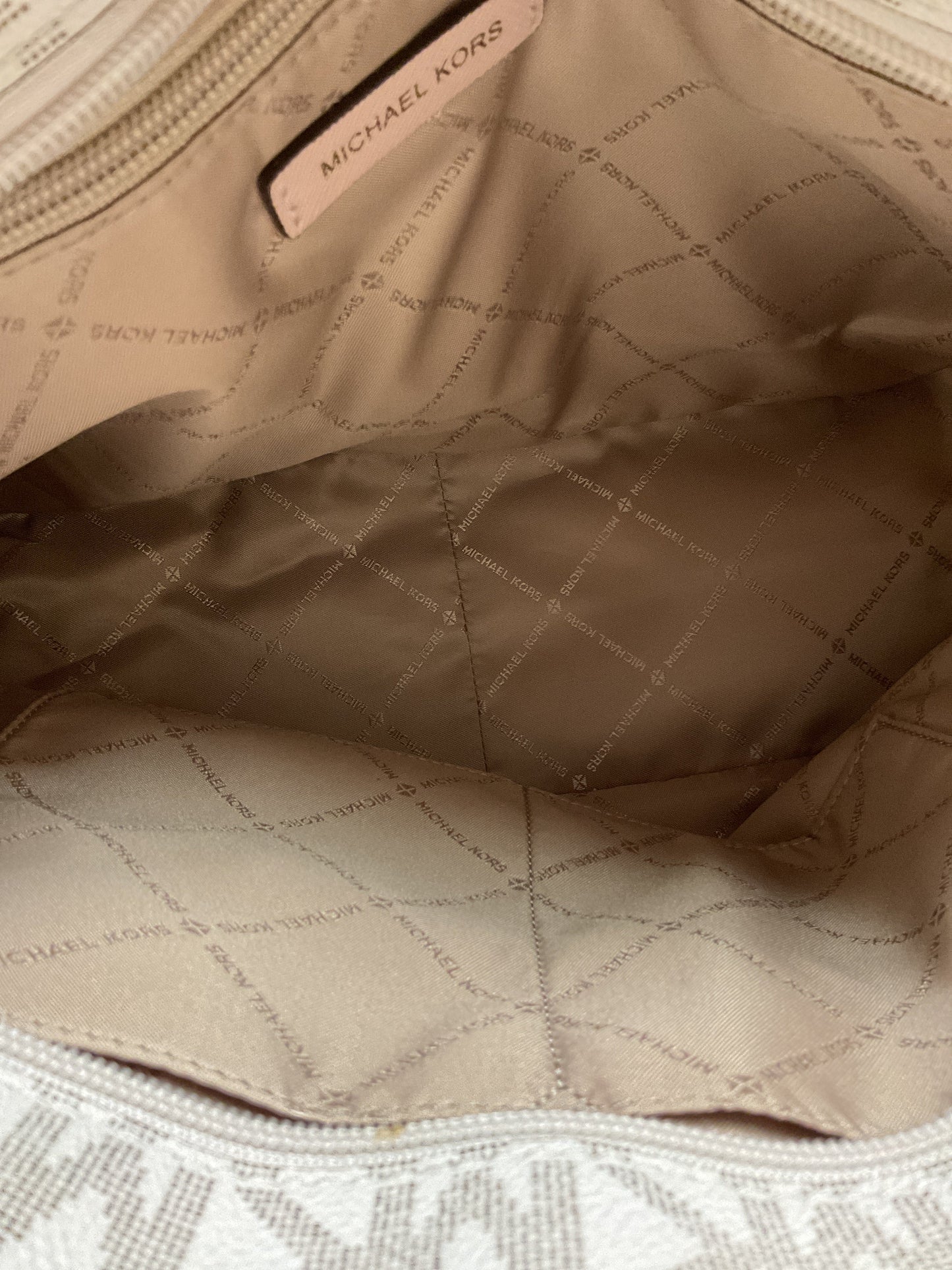 Handbag Designer By Michael Kors In Cream & Pink, Size:Medium