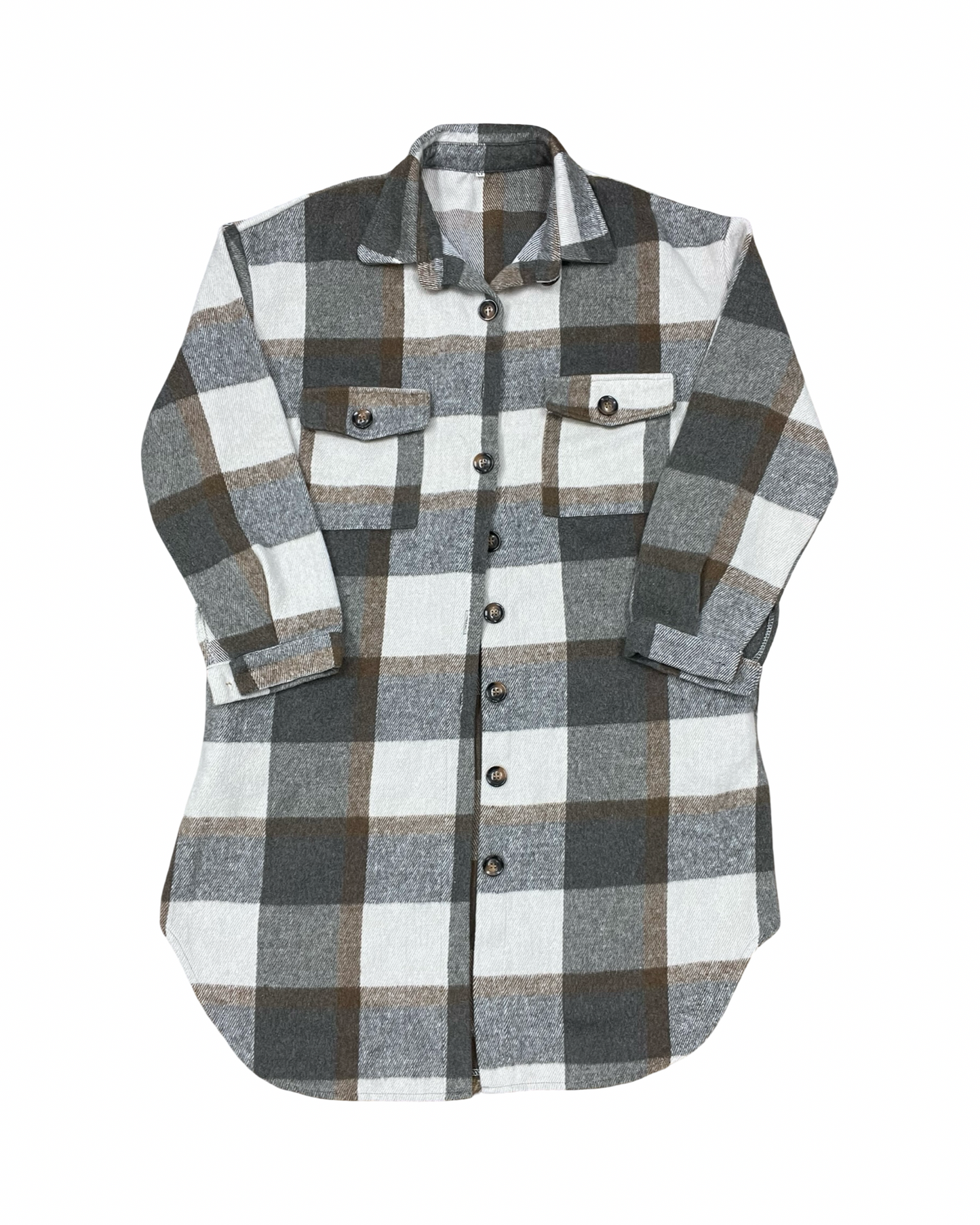 Jacket Shirt By Clothes Mentor In Cream & Grey, Size:M