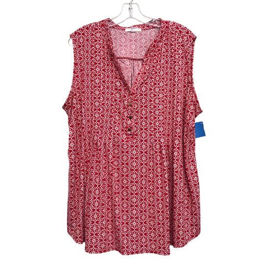 Top Sleeveless By Westport In Red & White, Size:3X