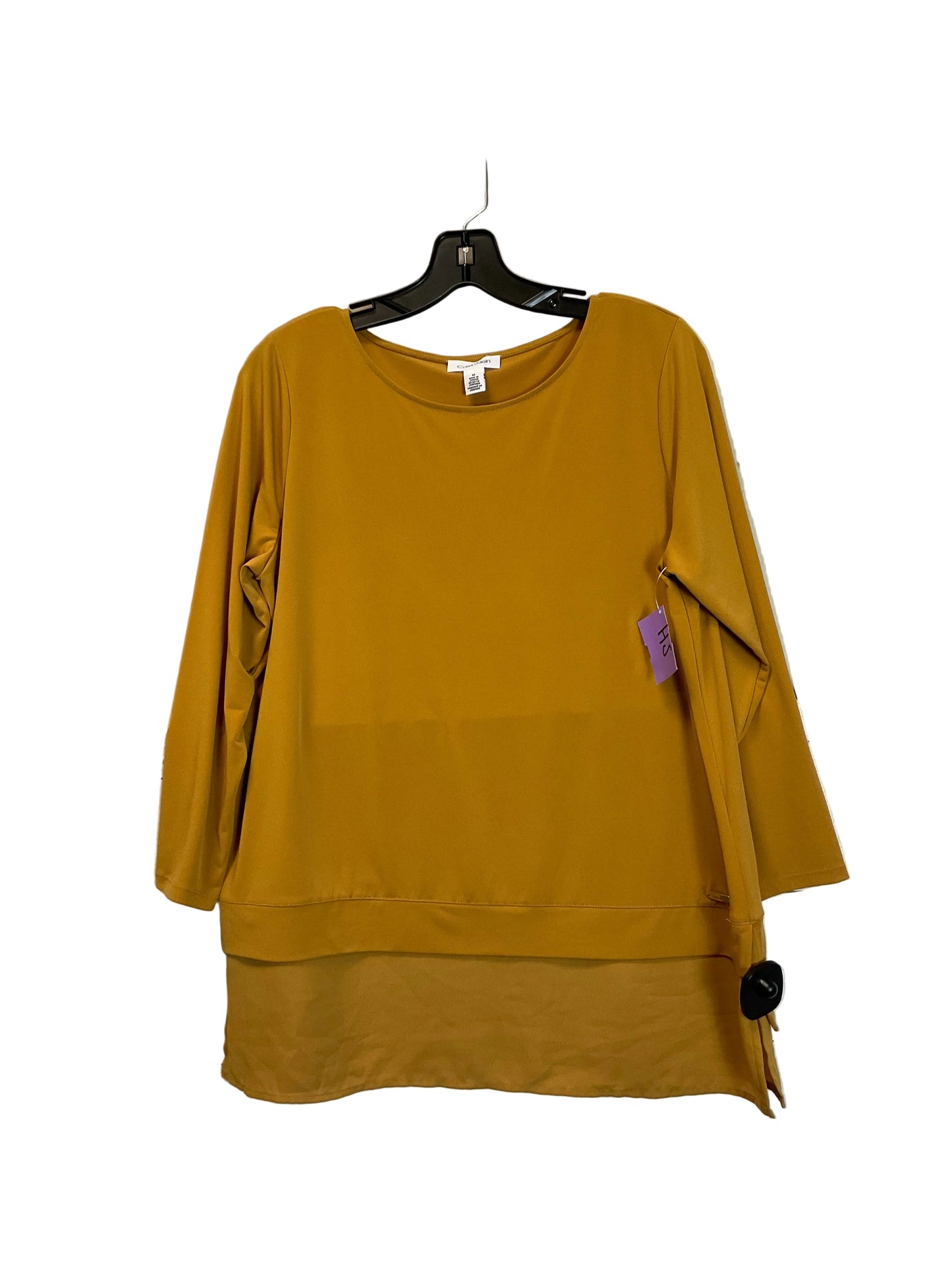 Top Long Sleeve By Calvin Klein In Yellow, Size: M