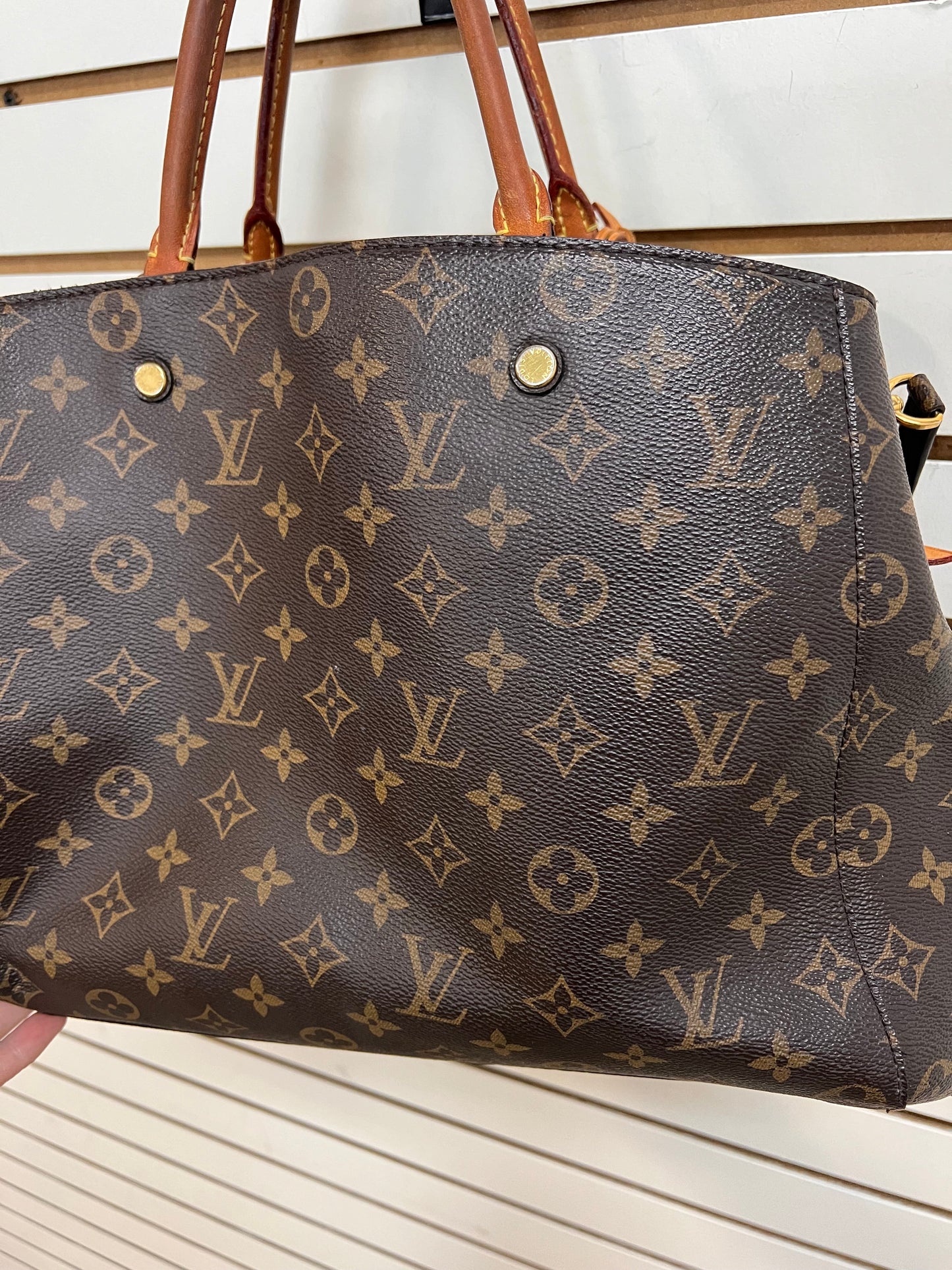 Handbag Luxury Designer By Louis Vuitton In Brown, Size:Large