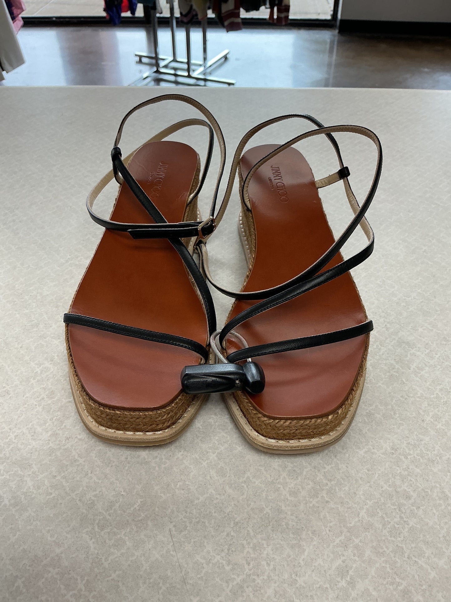 Sandals Luxury Designer By Jimmy Choo In Black, Size:9.5