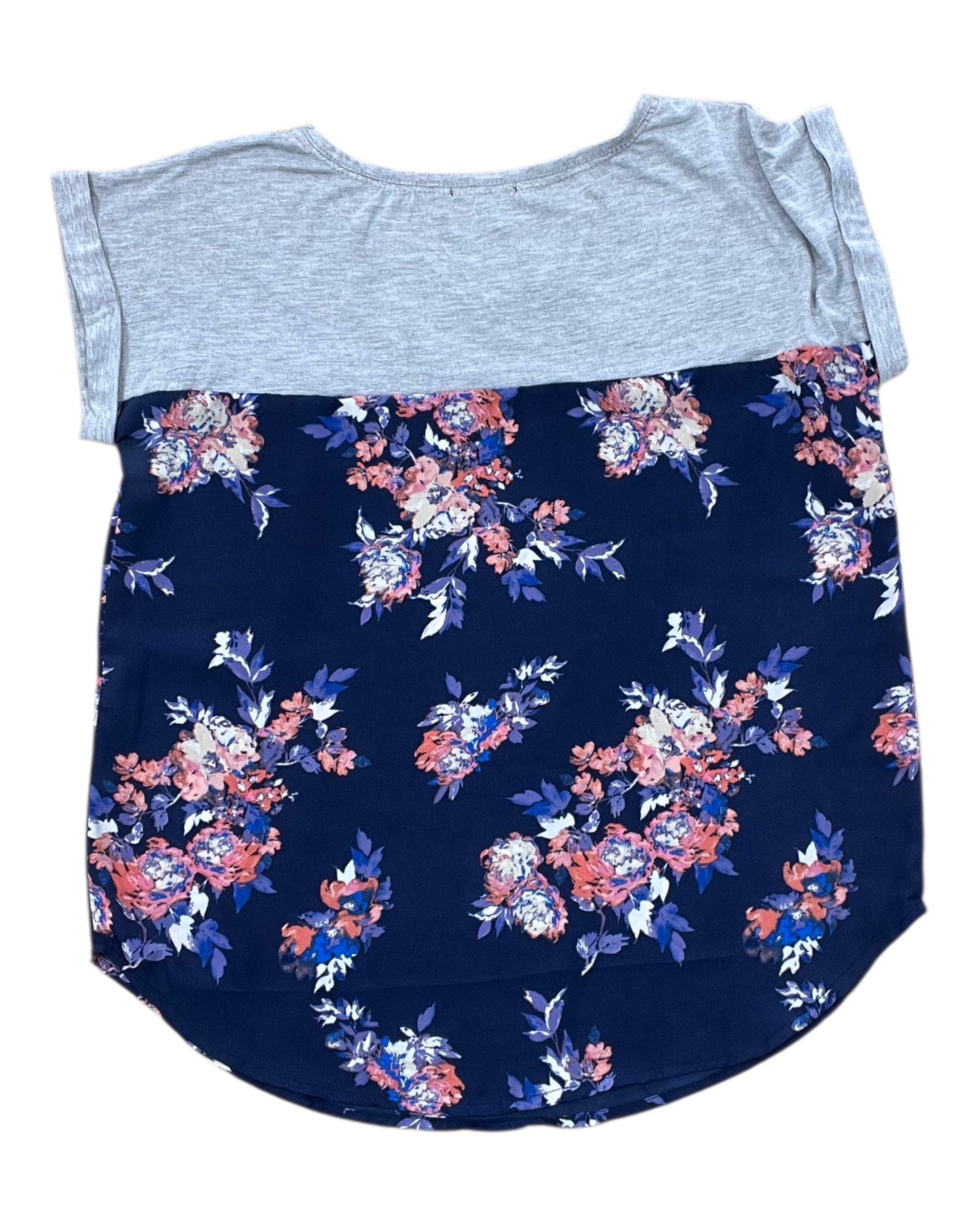 Top Ss By Clothes Mentor In Blue & Grey, Size:M