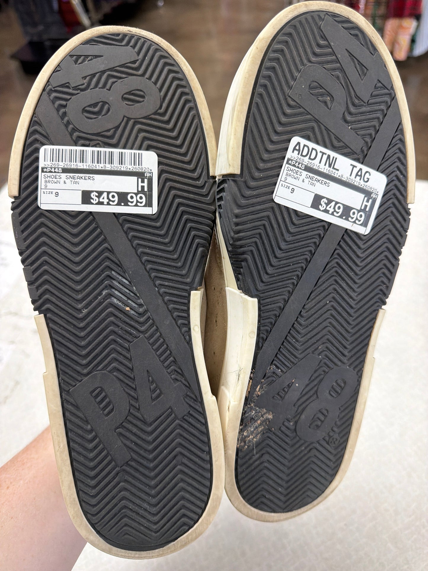 Shoes Sneakers By P448 In Brown & Tan, Size:9