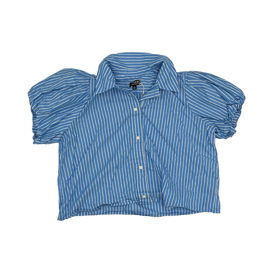 Blouse Ss By J. Crew In Blue & White, Size:2X