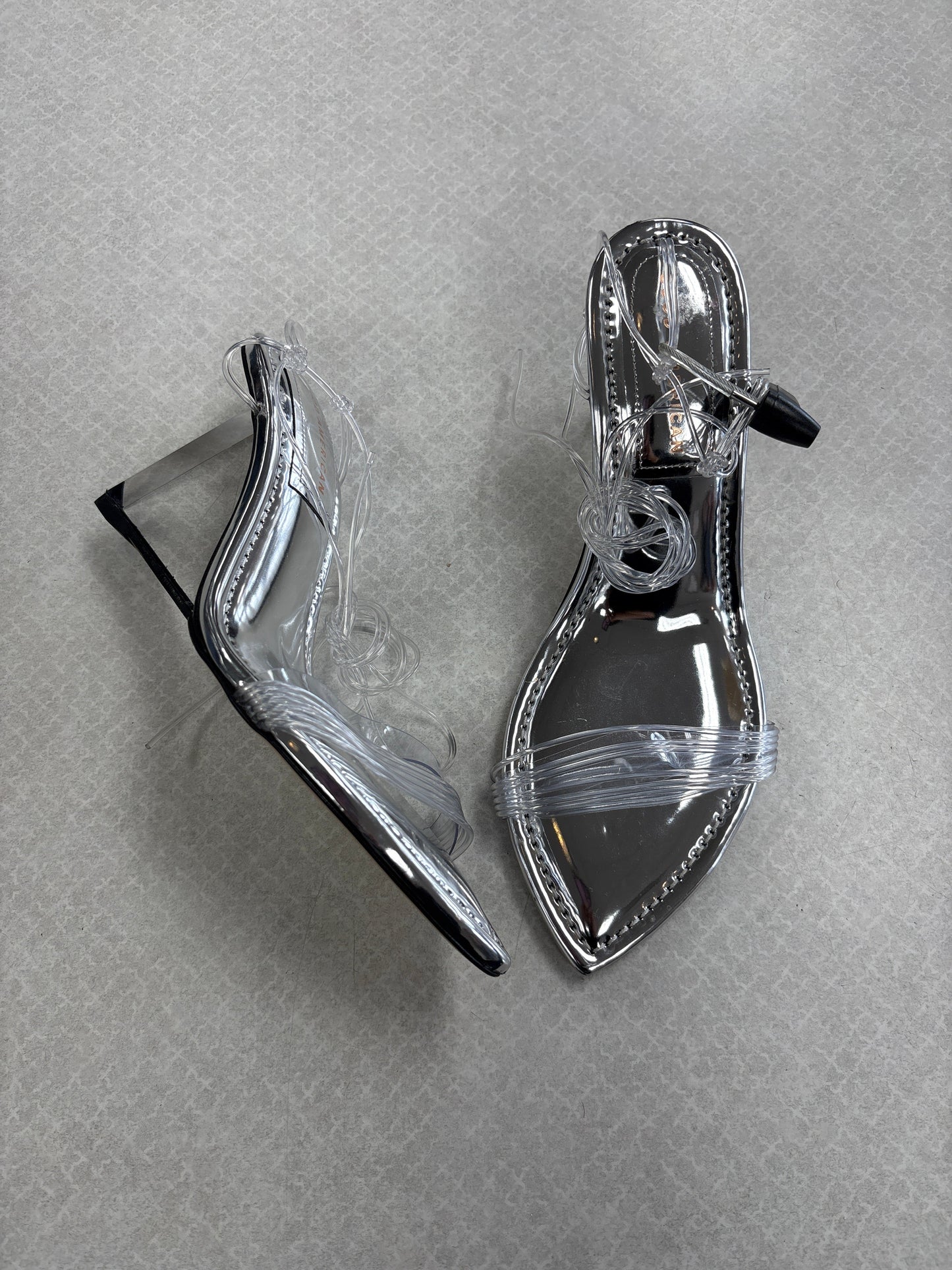 Sandals Heels Wedge By Good American In Clear, Size:8.5